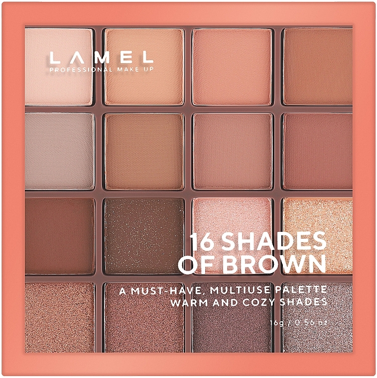 Палетка теней для век - LAMEL Make Up Eyeshadow 16 Shades Of Brown Palette — фото N2