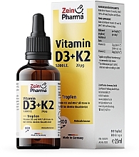 Вітамін D3 + K2 - ZeinPharma Vitamin D3 (1000 I.U.) + K2 (20 µg) Drops — фото N1