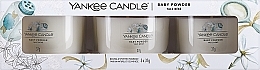 Набор ароматических свечей "Детская присыпка" - Yankee Candle Baby Powder (candle/3x37g) — фото N1