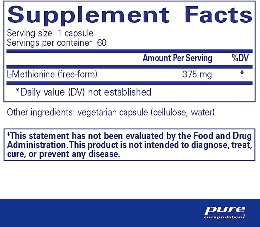 Диетическая добавка "L-метионин", капсулы - Pure Encapsulations l-Methionine — фото N2