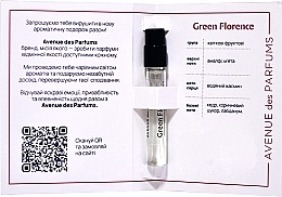 Духи, Парфюмерия, косметика Avenue Des Parfums Green Florence - Парфюмированная вода (пробник)