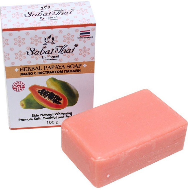 Мыло с экстрактом папайи - Sabai Thai Herbal Papaya Soap — фото N1
