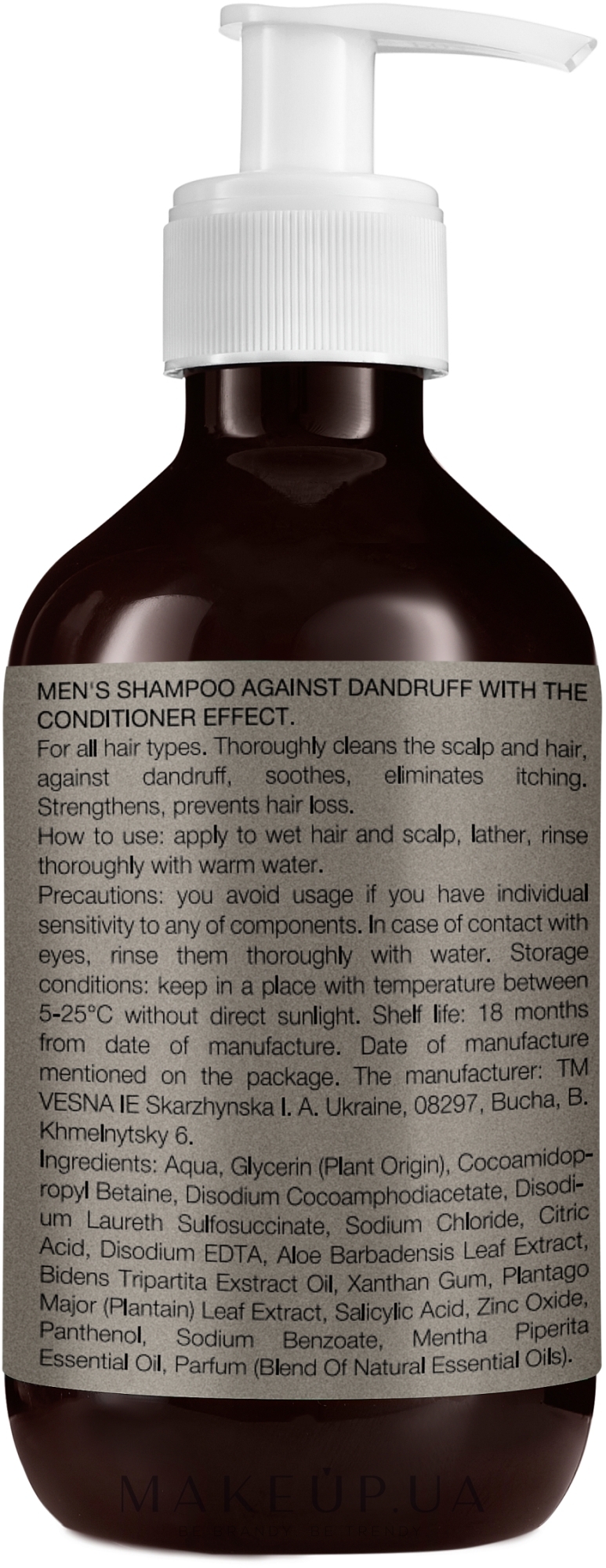 Чоловічий шампунь з ефектом кондиціонеру "Проти орків і лупи" - Vesna Ubrave Men's Shampoo — фото 300ml