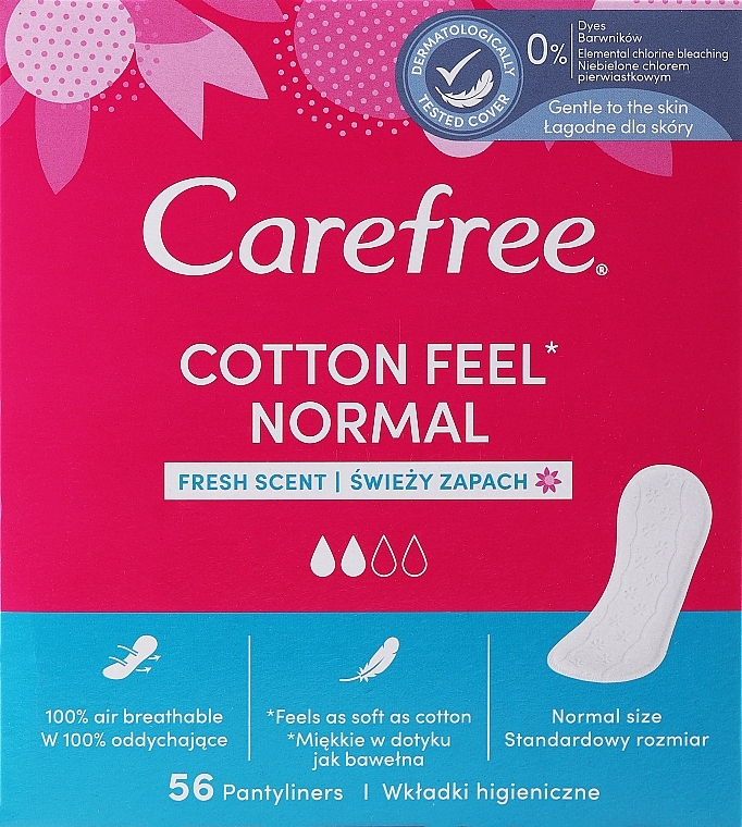Гігієнічні щоденні прокладки зі свіжим ароматом, 56 шт - Carefree Cotton Fresh — фото N1