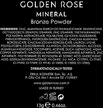 Минеральная бронзовая пудра - Golden Rose Mineral Bronze Powder — фото N2