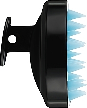 Щетка-массажер CS041BA силиконовая с ручкой, круглая, d80мм, черная/голубой - Cosmo Shop — фото N2