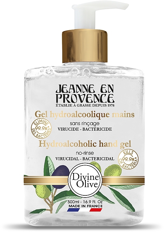 Гель для миття рук з дозатором - Jeanne en Provence Divine Olive Hydroalcoholic Hand Gel — фото N1