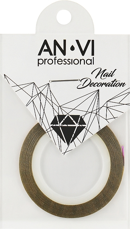 Голографическая полоска для ногтей, 1 мм, золотая с блестками - AN-VI Professional — фото N1