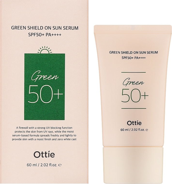 Сонцезахисний серум для чутливої шкіри - Ottie Green Shield On Sun Serum SPF50+ PA++++ — фото N2