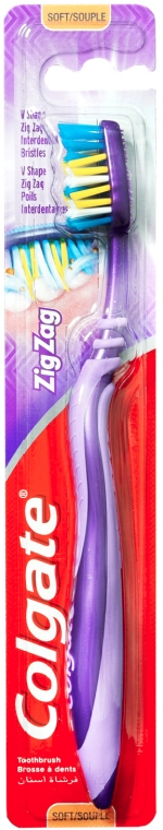 Зубна щітка, м'яка, фіолетова - Colgate ZigZag Soft — фото N1