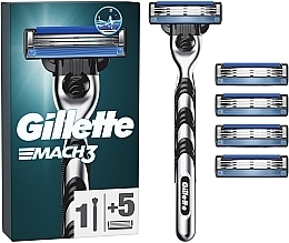 Станок для гоління з 5 змінними касетами - Gillette Mach3 — фото N1
