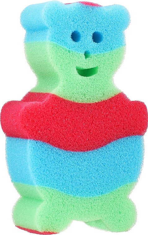 Губка банная детская "Медвежонок", сине-зелено-красная - LULA — фото N1