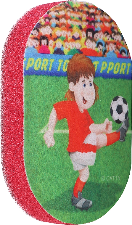 Губка банная детская, красная с футболистом - LULA — фото N1