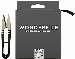Парфумерія, косметика Файл-стрічка для пилки 130х15 мм, 150 грит, 7 метрів + ножиці, чорний - Wonderfile