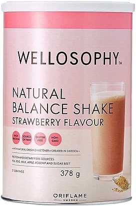Суха суміш для коктейлю "Полуничний смак" - Oriflame Wellosophy Natural Balance — фото N1