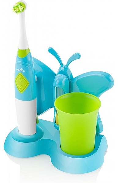 Детская зубная щетка на подставке со стаканчиком, зеленая - ETA Toothbrush With Water Cup And Holder Sonetic — фото N1