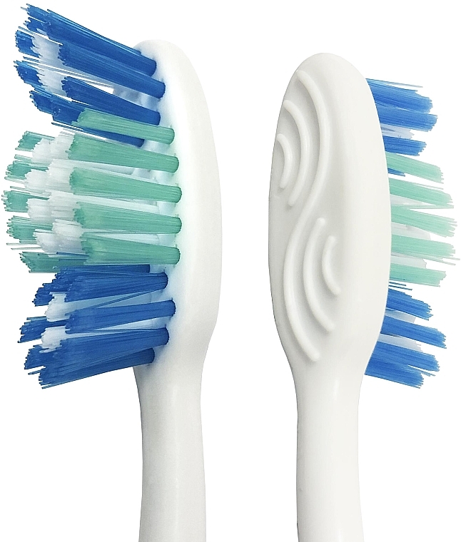 Зубная щетка "Тройное действие" средней жесткости, 1+1, синяя + салатовая - Colgate Triple Action Medium Toothbrush — фото N6