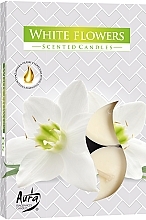 Чайные свечи "Белые цветы" - Bispol White Flowers Scented Candles — фото N1