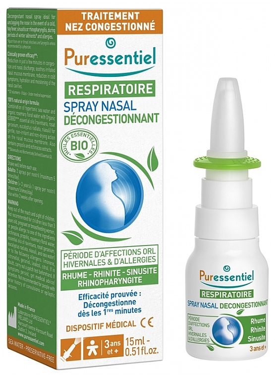 Назальный спрей - Puressentiel Respiratory Decongestant Nasal Spray — фото N1