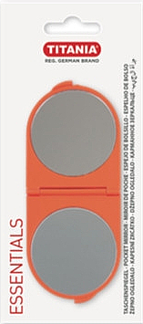 Дзеркало розкладне, кругле, помаранчеве, 14x6 см - Titania — фото N1
