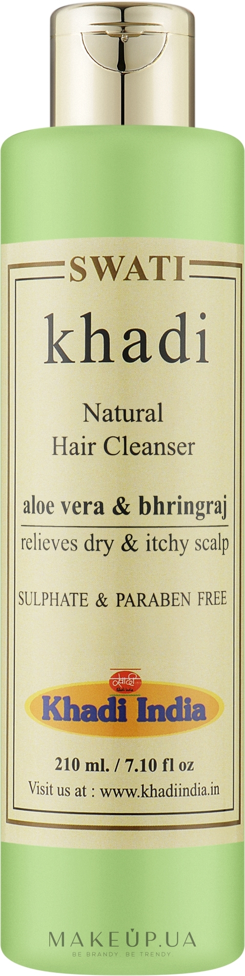 Травяной шампунь для укрепления корней волос "Алоэ вера и Бринградж" - Khadi Swati Natural Hair Cleanser Aloe vera & Bhringraj — фото 210ml