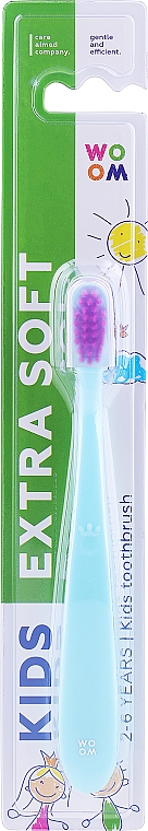 Зубная щетка для детей 2-6, ультрамягкая, голубая с фиолетовым - Woom Kids Extra Soft Toothbrush 2-6  — фото N1