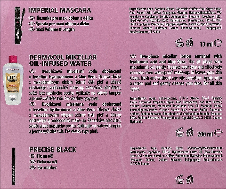 Набір - Dermacol Imperial (water/200ml + mascara/13ml + eye/marker/1ml + bag) — фото N3
