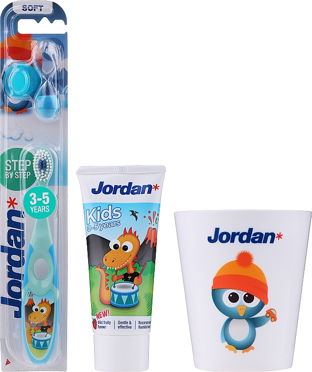 Набор "Дракон" - Jordan Kids (toothpaste/50ml + toothbrush/1pc + cup)