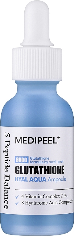 Глубокоувлажняющая витаминная сыворотка для выравнивания тона с глутатионом и пептидами - MEDIPEEL Glutathione Hyal Aqua Ampoule