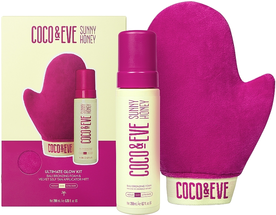 Набір - Coco & Eve Sunny Honey Ultimate Glow Kit Medium (foam/200ml + acc/1pc) — фото N1