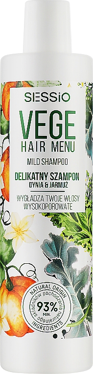 М'який розгладжувальний шампунь "Гарбуз і кучерява капуста" - Sessio Vege Mild Shampoo — фото N1