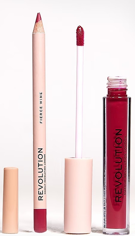 Набор для макияжа губ - Makeup Revolution Lip Contour Kit Fierce Wine (lipstick/3ml + l/pencil/0.8g) — фото N3