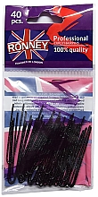 Шпильки прямые черные 50 мм, 40 шт. - Ronney Professional Black Hair Pins — фото N1