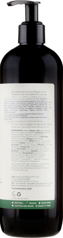 Увлажняющий лосьон для тела - Sukin Hydrating Body Lotion Lime & Coconut — фото N2