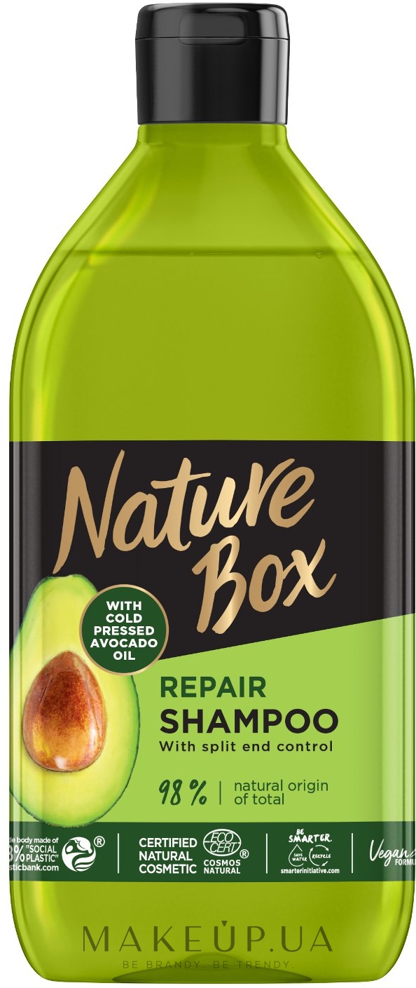 Шампунь для відновлення волосся та проти посічених кінчиків з олією авокадо холодного віджиму - Nature Box Repair Vegan Shampoo with cold pressed Avocado oil — фото 385ml