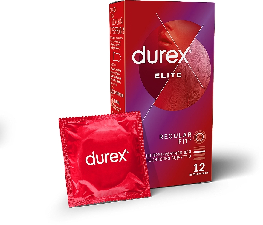 Презервативы латексные с силиконовой смазкой (тонкие), 12 шт - Durex Elite