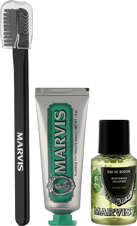 Набір "Toothpaste Travel Set" - Marvis (toothpast/25ml + mouthwash/30ml + toothbrush/1pcs) — фото N2