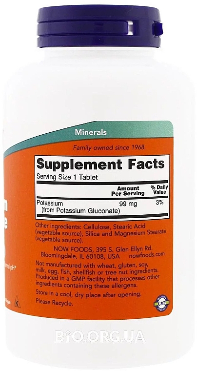 Глюконат калію, 99 мг - Now Foods Potassium Gluconate — фото N4