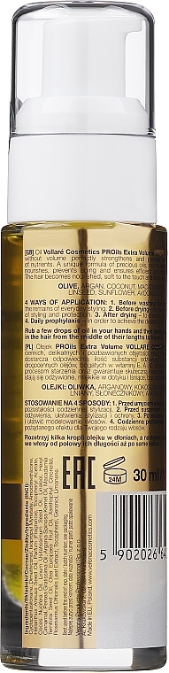 Олія з вітамінами для тонкого і позбавленого об'єму волосся - Vollare PROils Extra Volume Oil — фото N3