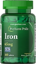 Харчова добавка "Сульфат заліза", 65 мг - Puritan's Pride Iron 65mg Ferrous Sulfate Tablets — фото N1