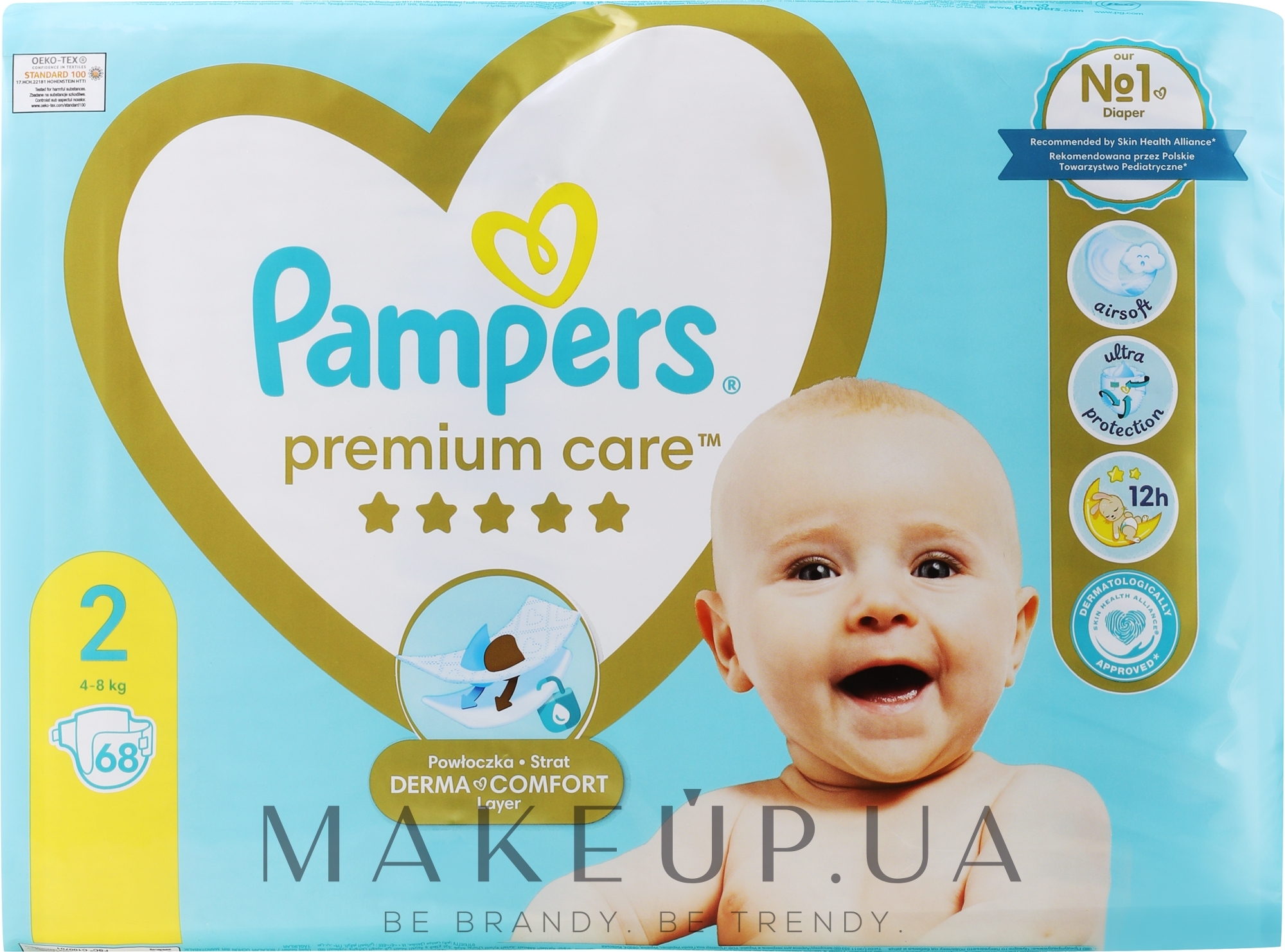 Підгузки Pampers Premium Care Newborn (4-8 кг), 68 шт. - Pampers — фото 68шт