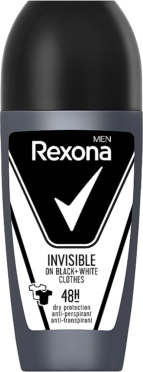 Антиперспірант-ролик "Невидимий на чорному та білому одязі" - Rexona Men Invisible Black + White Antiperspirant Roll