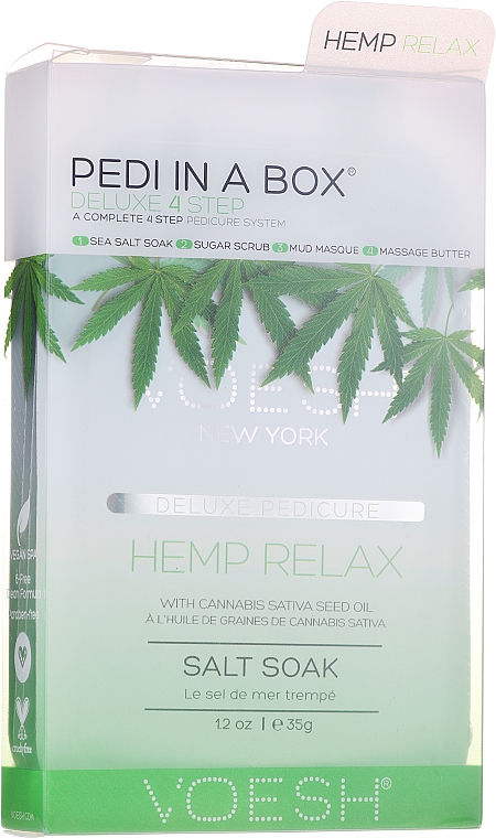 Набір для педикюру "Коноплі" - Voesh Delux Pedicure Hemp Relax 4 Step Pedi In A Box — фото N1