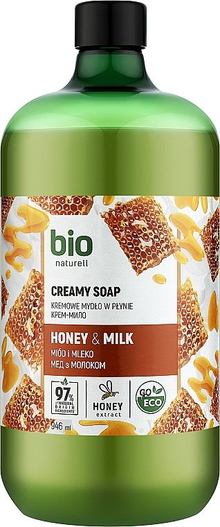 Крем-мыло "Мед с молоком" - Bio Naturell Honey & Milk Creamy Soap  — фото N2