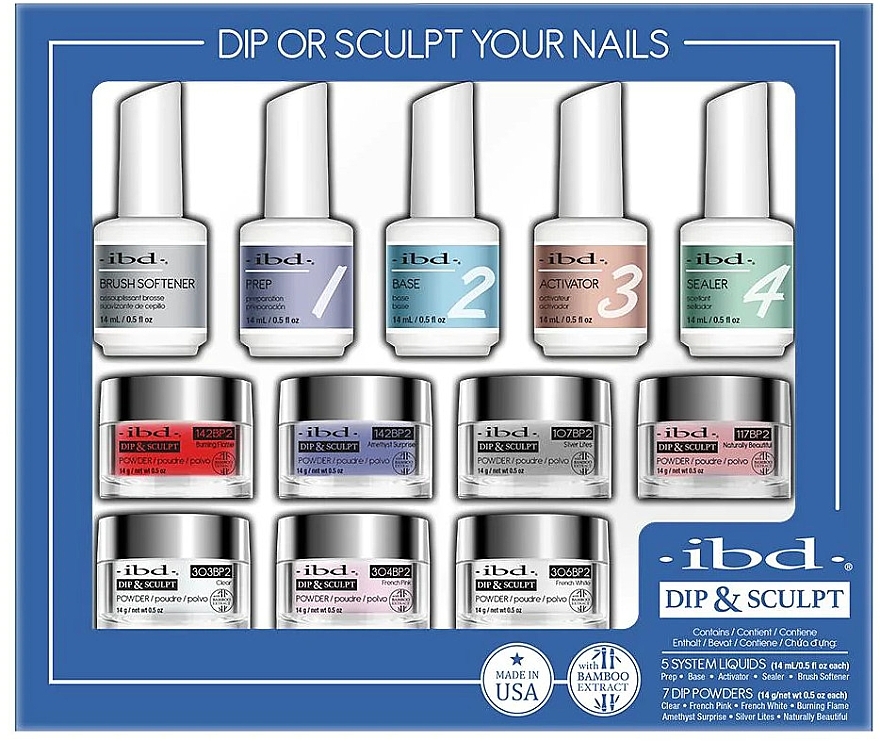 Набор, 12 продуктов - IBD Dip & Sculpt Your Nails Kit — фото N1