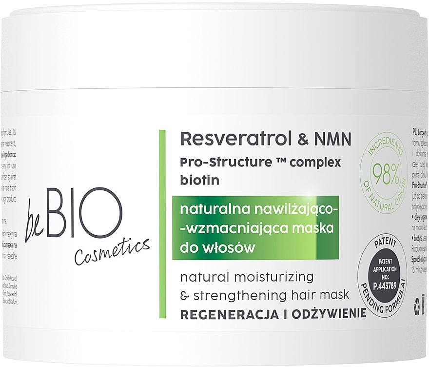 Маска для волосся "Об'єм і зміцнення" - BeBio Longevity Natural Moisturizing & Strengthening Hair Mask — фото N1