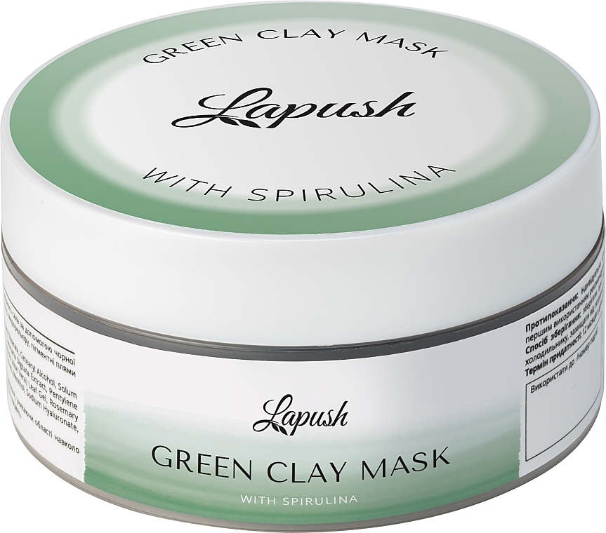 Глиняна маска для обличчя із зеленою глиною і спіруліною - Lapush Green Power Clay Mask — фото N1