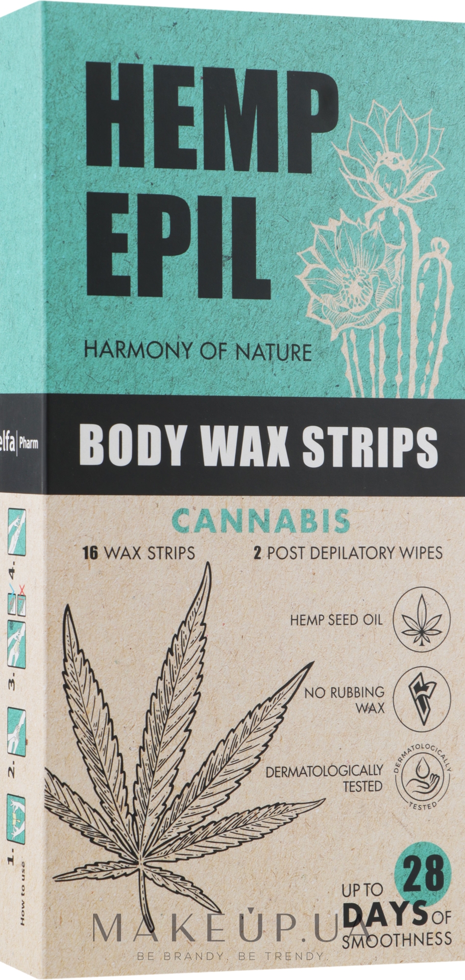 Воскові смужки для тіла - Hemp Epil Body Wax Strips — фото 16шт