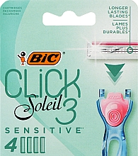Змінні касети для гоління, 4 шт. - Bic Click 3 Soleil Sensitive — фото N1