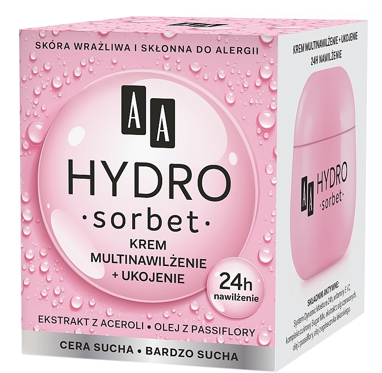 Живильний мультизволожувальний крем для обличчя - AA Cosmetics Hydro Sorbet Moisturising & Nutrition Cream — фото N2